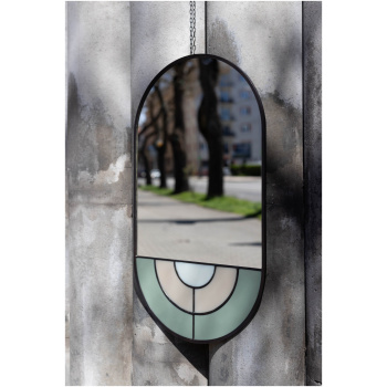 hanging designer stained glass mirror