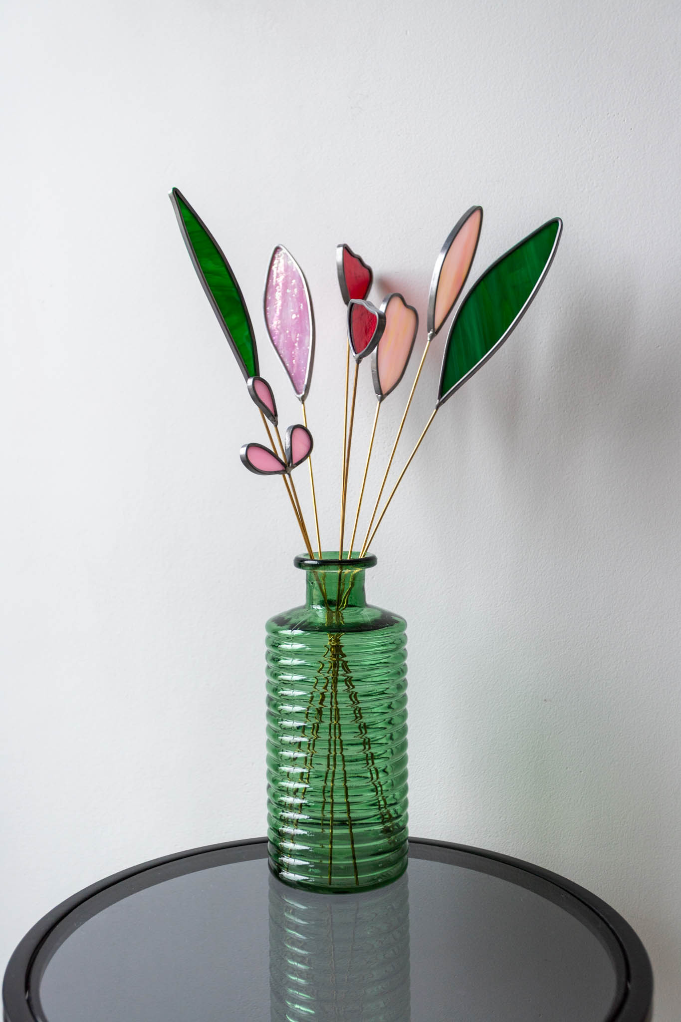 Glass Bouquet of Stained Glass Flowers
