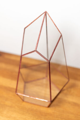 Small handmade glass plant container for plant arrangements