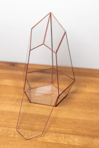 Small handmade glass plant container for plant arrangements