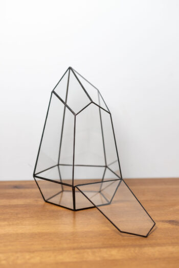 Small handmade glass plant container for plant arrangements