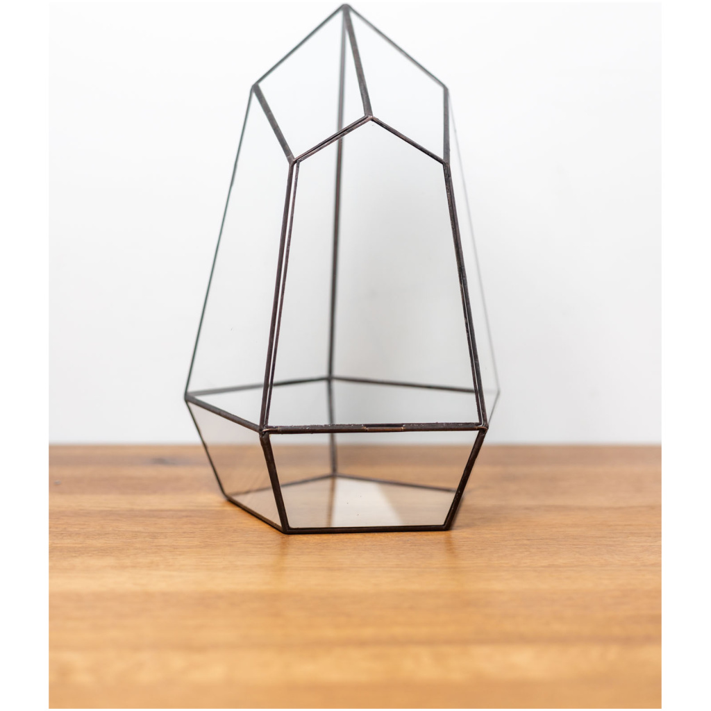 Small handmade glass plant container for plant arrangements