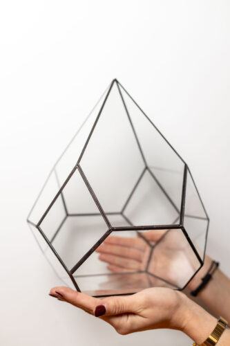 Handmade stained glass container, empty terrarium, modern home decor