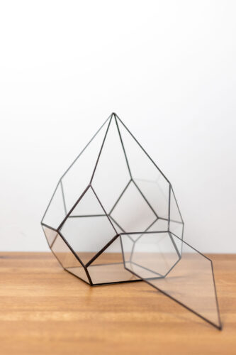 Handmade stained glass container, empty terrarium, modern home decor