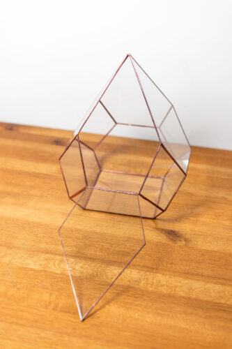 Handmade stained glass container, empty terrarium, modern home decor