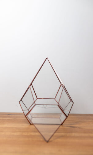 Handmade stained glass container, empty terrarium, modern home decor