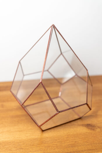 Handmade stained glass container, empty terrarium, modern home decor