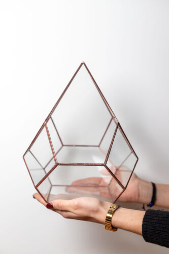 Handmade stained glass container, empty terrarium, modern home decor