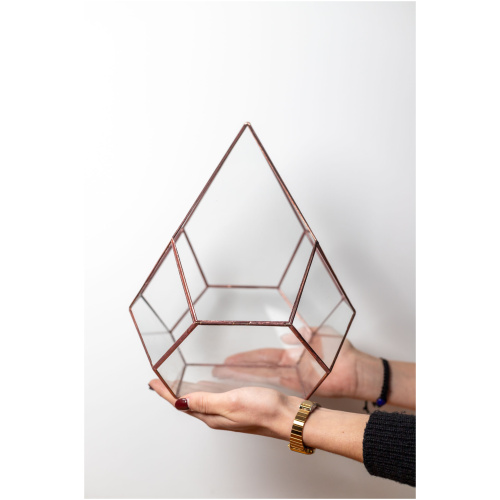 Handmade stained glass container, empty terrarium, modern home decor