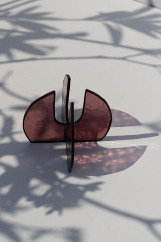 Handmade stained glass suncatcher stand with air plants, decorative standing home décor