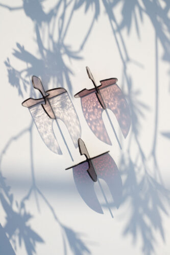 Handmade stained glass suncatcher stand with air plants, decorative standing home décor