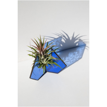 Handcrafted stained glass suncatcher stand with Tillandsia air plant by Duosglass
