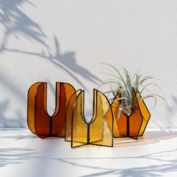 Handmade stained glass stand for tillandsia air plants by DuosGlass.