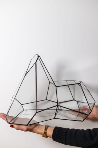 Tiffany technique handmade glass container for plant arrangements