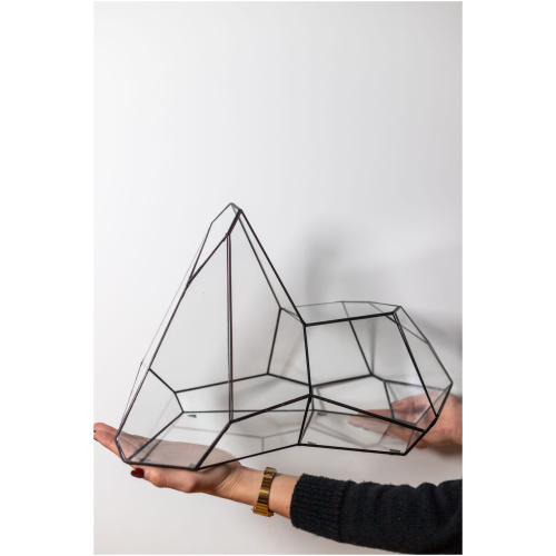 Tiffany technique handmade glass container for plant arrangements