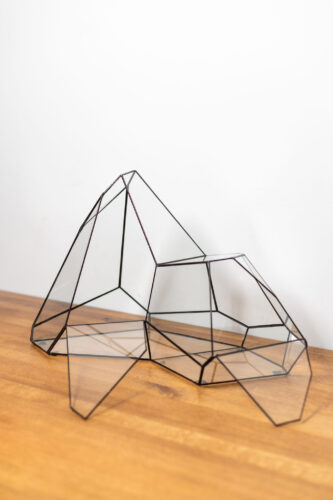 Tiffany technique handmade glass container for plant arrangements