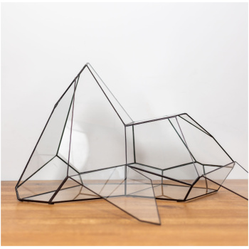 Tiffany technique handmade glass container for plant arrangements