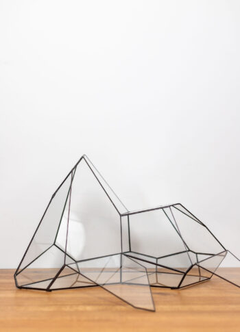 Tiffany technique handmade glass container for plant arrangements