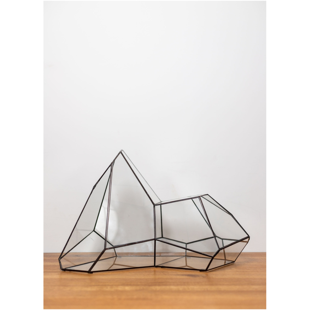 Tiffany technique handmade glass container for plant arrangements