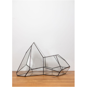 Tiffany technique handmade glass container for plant arrangements