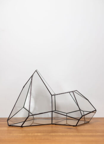 Tiffany technique handmade glass container for plant arrangements