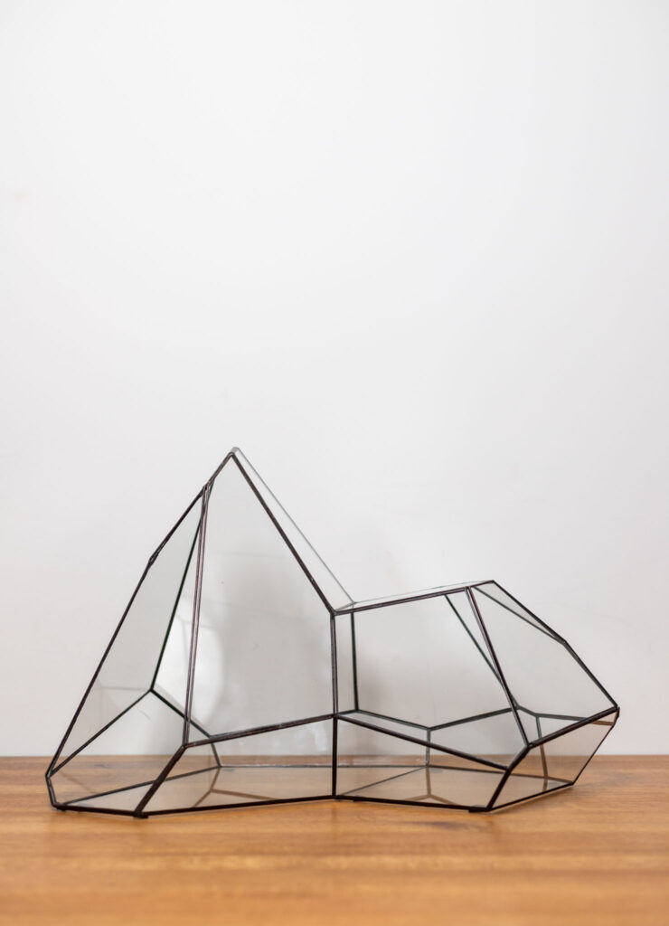 Tiffany technique handmade glass container for plant arrangements