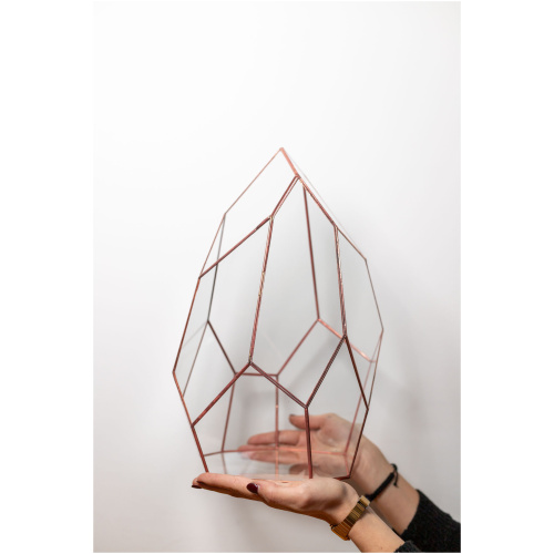 Tiffany technique handmade glass container for plant arrangements