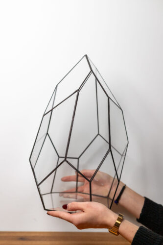 Tiffany technique handmade glass container for plant arrangements