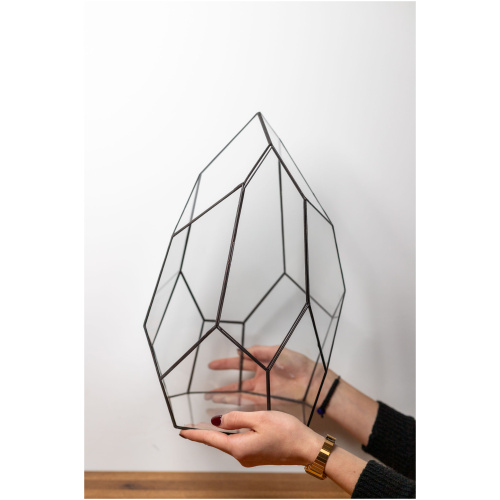 Tiffany technique handmade glass container for plant arrangements