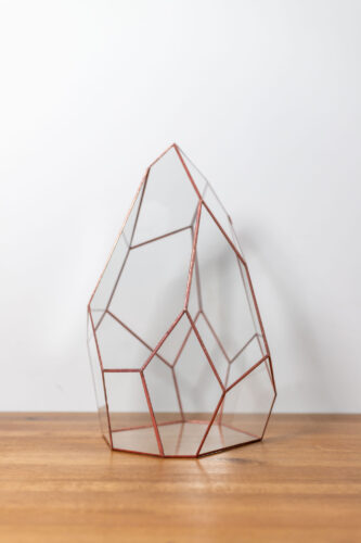 Tiffany technique handmade glass container for plant arrangements