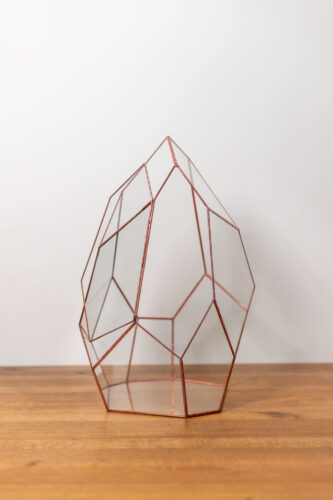 Tiffany technique handmade glass container for plant arrangements