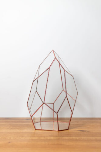 Tiffany technique handmade glass container for plant arrangements