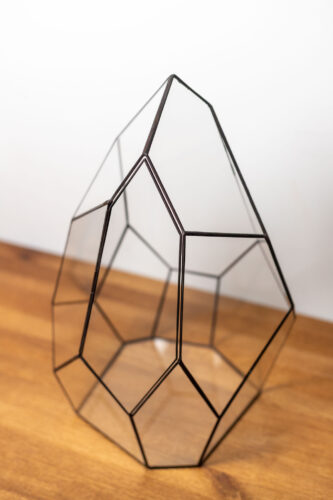 Tiffany technique handmade glass container for plant arrangements