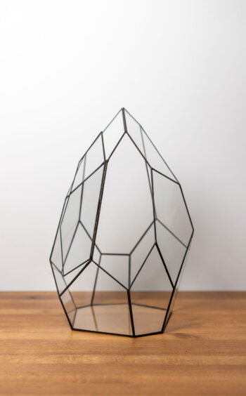 Tiffany technique handmade glass container for plant arrangements