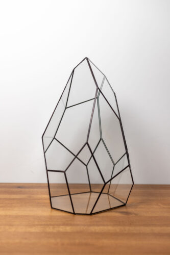 Tiffany technique handmade glass container for plant arrangements