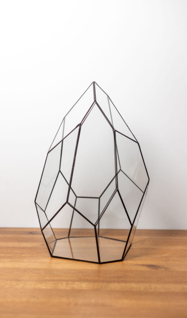 Tiffany technique handmade glass container for plant arrangements