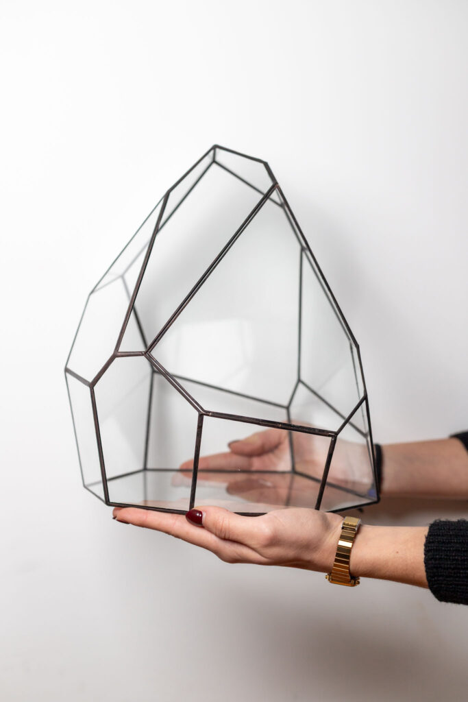 Handcrafted glass container for creating a plant terrarium