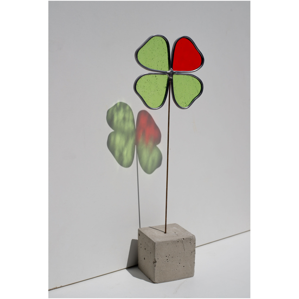 Handmade stained glass four-leaf clover