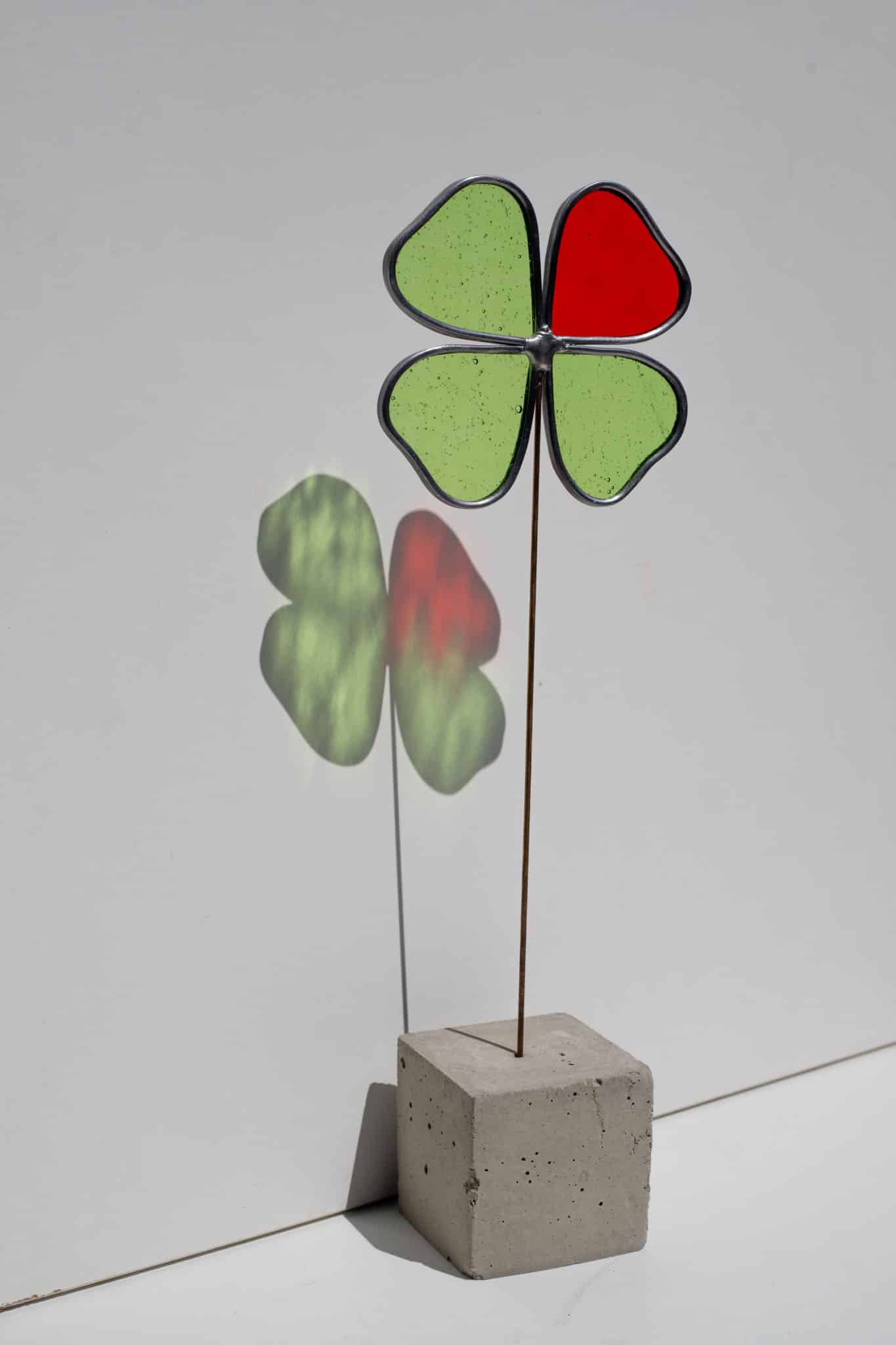 Handmade stained glass four-leaf clover
