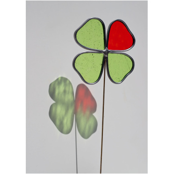 Handmade stained glass four-leaf clover