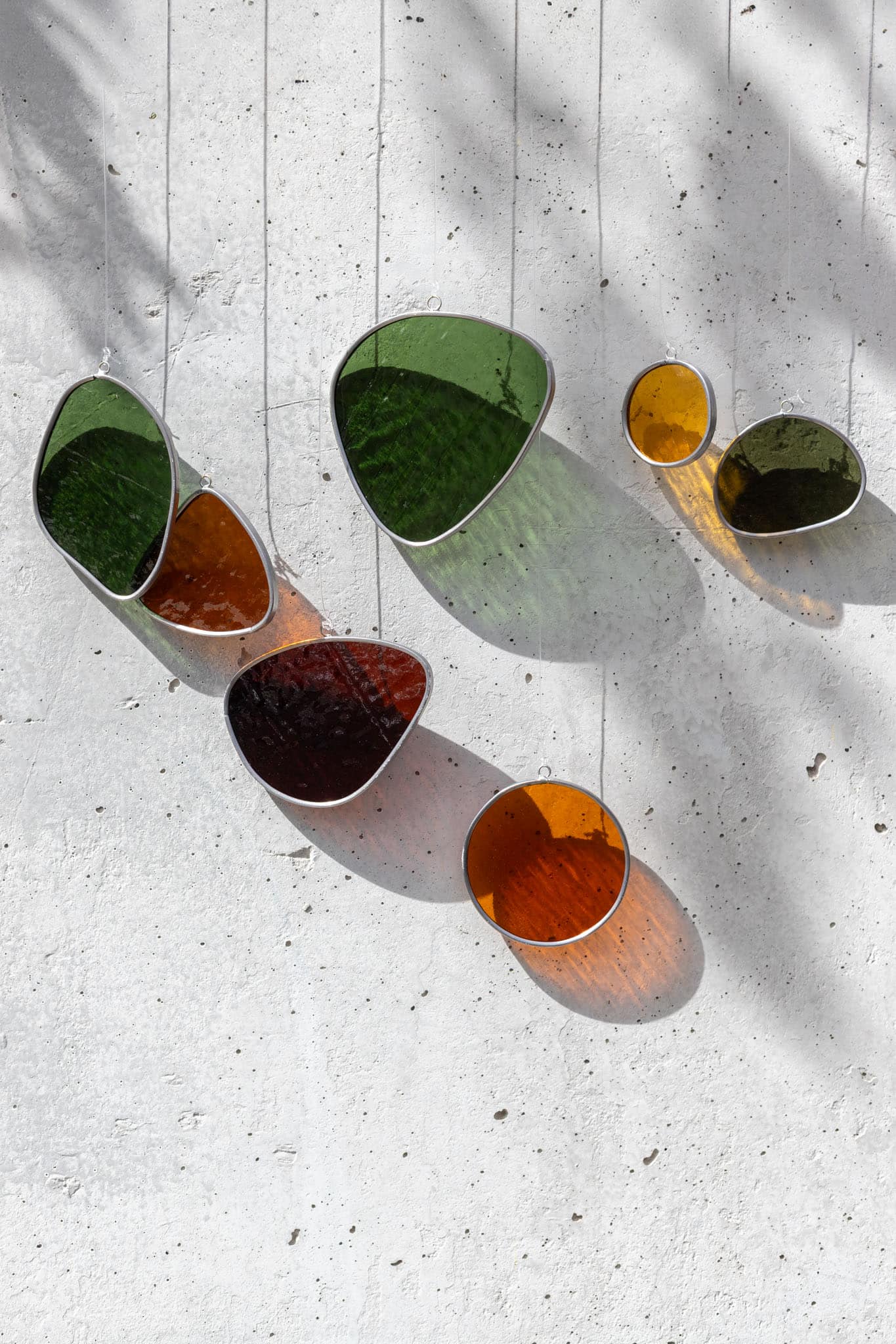 DROPS – Hanging Stained Glass Suncatcher Set by DuosGlass
