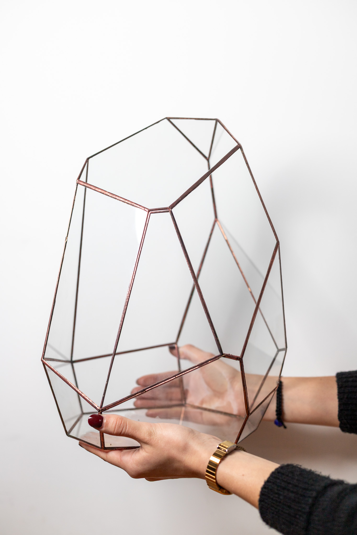 Handmade Glass Container CRYSTAL with transparent crystal glass design, minimalist decorative container