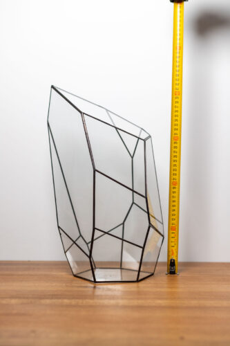 Handcrafted empty glass container for plant arrangements