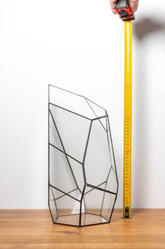 Handcrafted empty glass container for plant arrangements