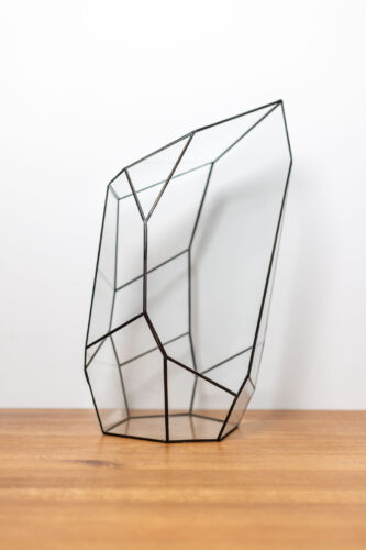 Handcrafted empty glass container for plant arrangements