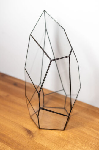 Handcrafted empty glass container for plant arrangements