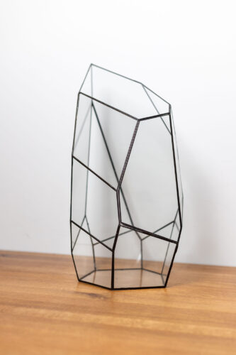 Handcrafted empty glass container for plant arrangements