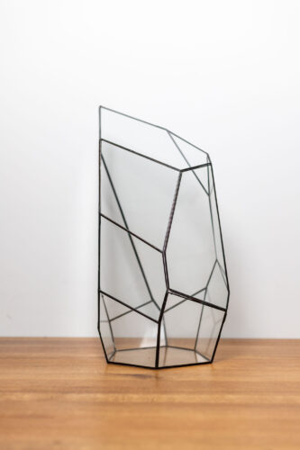 Handcrafted empty glass container for plant arrangements