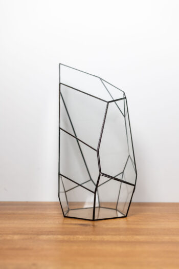 Handcrafted empty glass container for plant arrangements