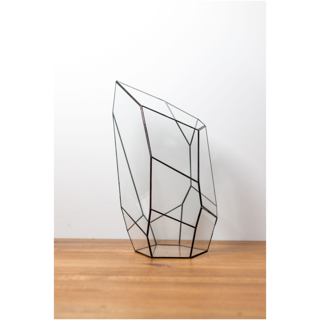 Handcrafted empty glass container for plant arrangements